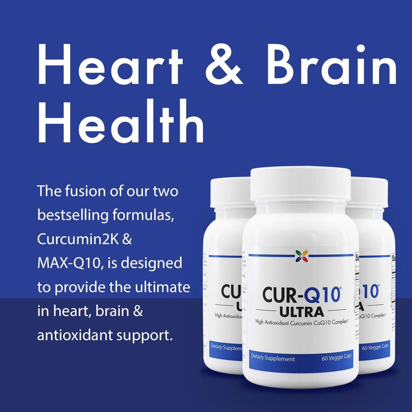 Stop Aging Now CUR-Q10 Ultra Complex Curcumin2K & MAX-Q10 CoQ10 Capsules, 180 Count