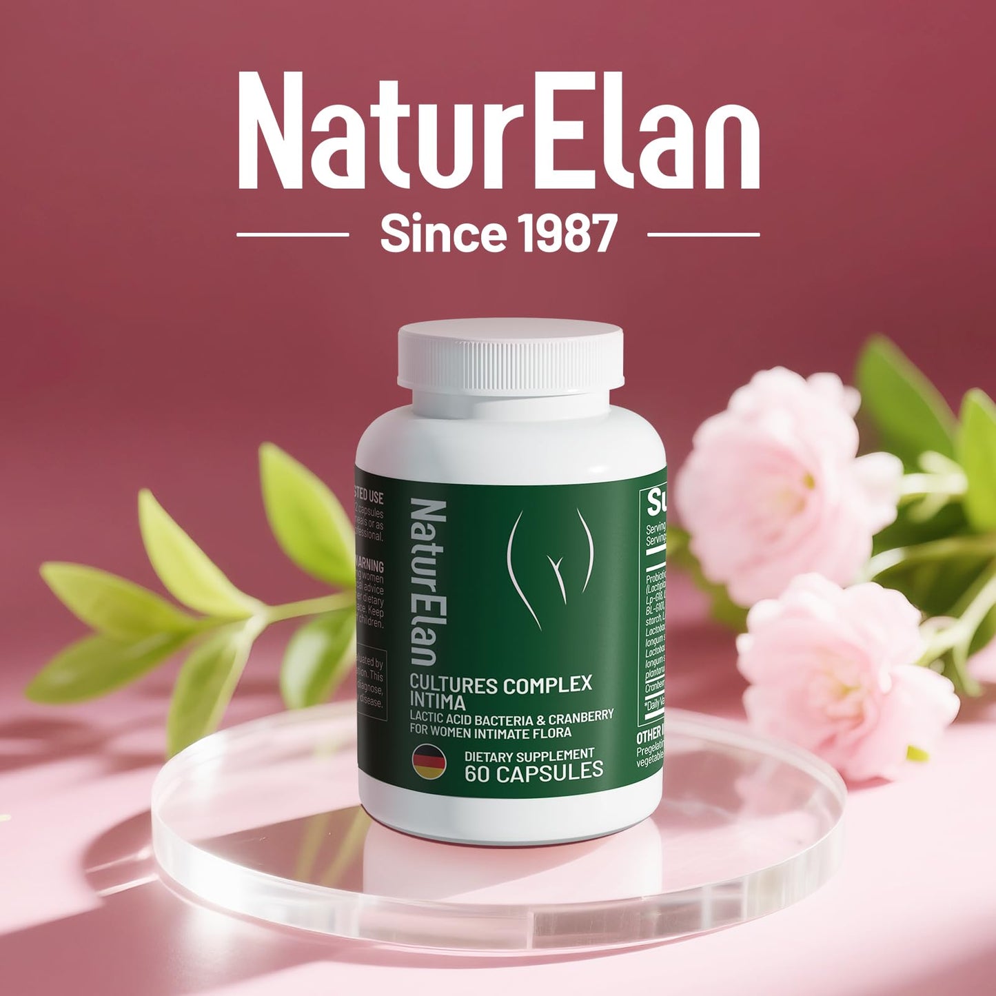 NaturElan Women's Probiotics 40 Billion CFU – 16 Strains with Cranberry, Vaginal, Digestive & Immune Support, pH Balance & Gut Health – Capsule, 60 Count