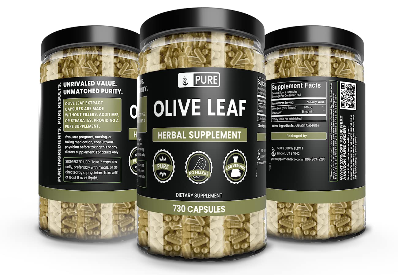 PURE ORIGINAL INGREDIENTS Olive Leaf Capsules 730