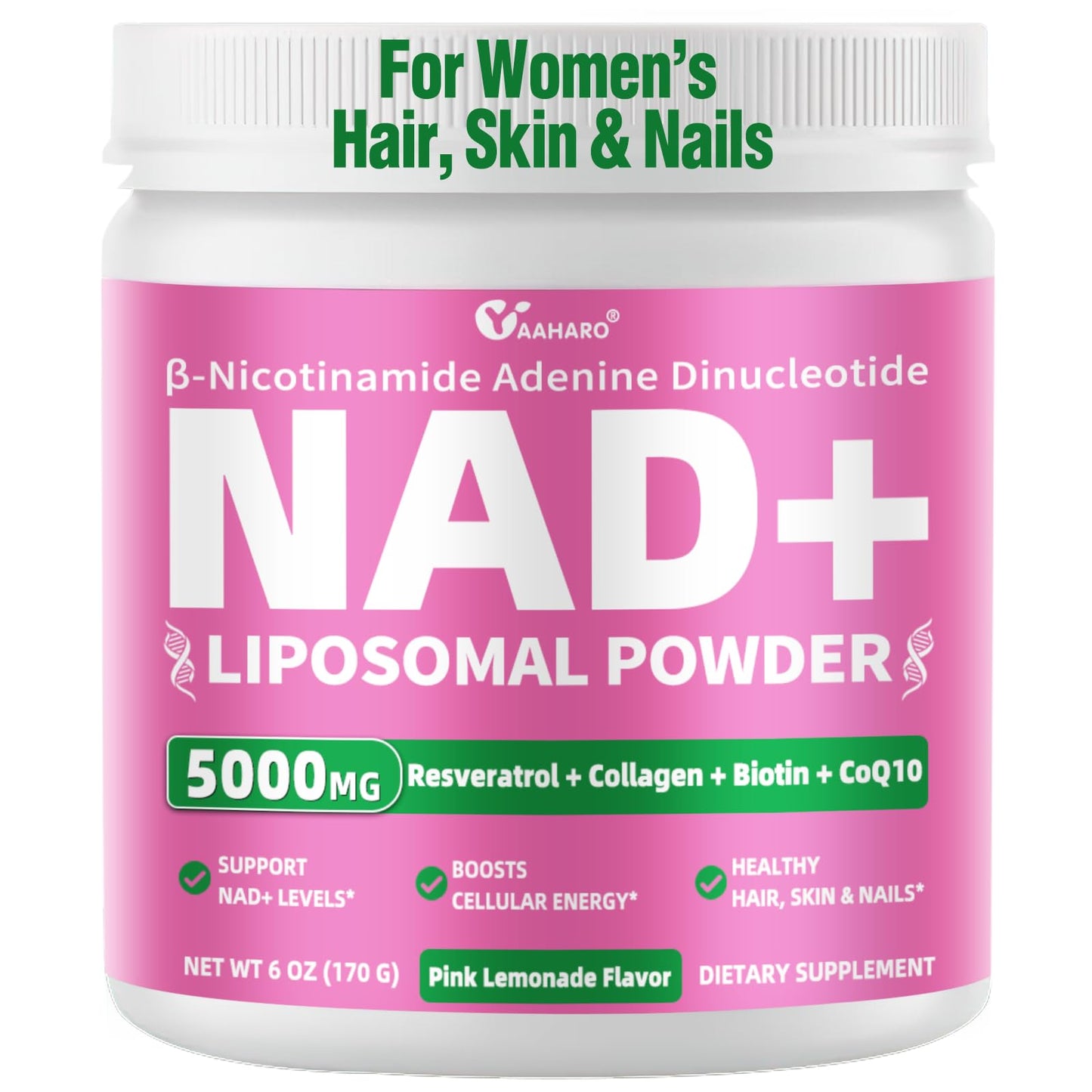 YAAHARO NAD Supplements for Women 5000mg Liposomal NAD+ Powder for Cellular Energy, 6 Ounce