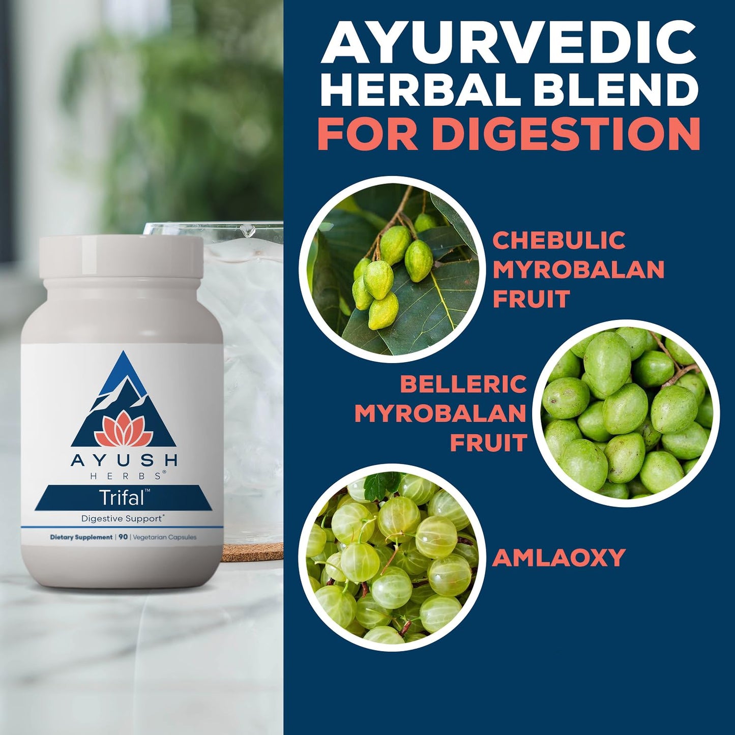 Ayush Herbs Trifal Digestive Support with Amla Capsules 90