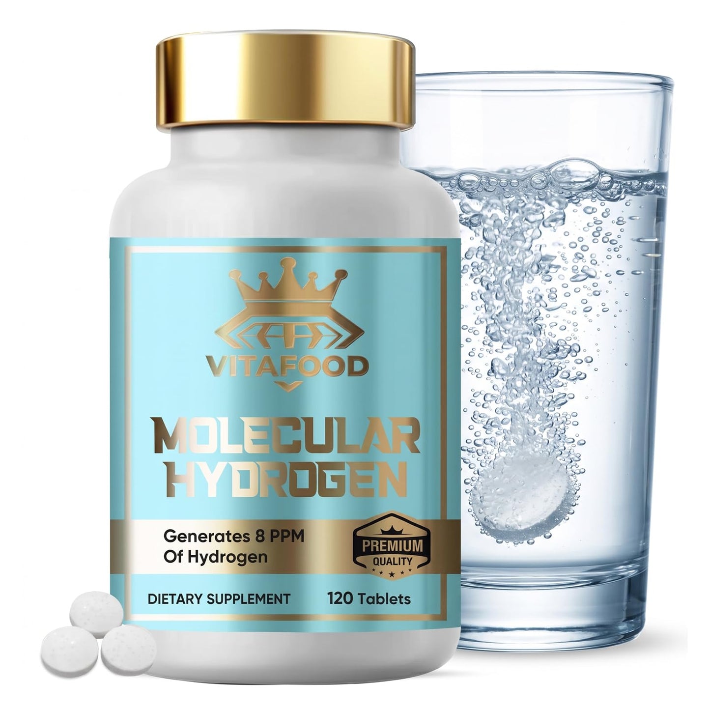 VITAFOOD Hydrogen Water Tablets with Magnesium, 120 Tablets
