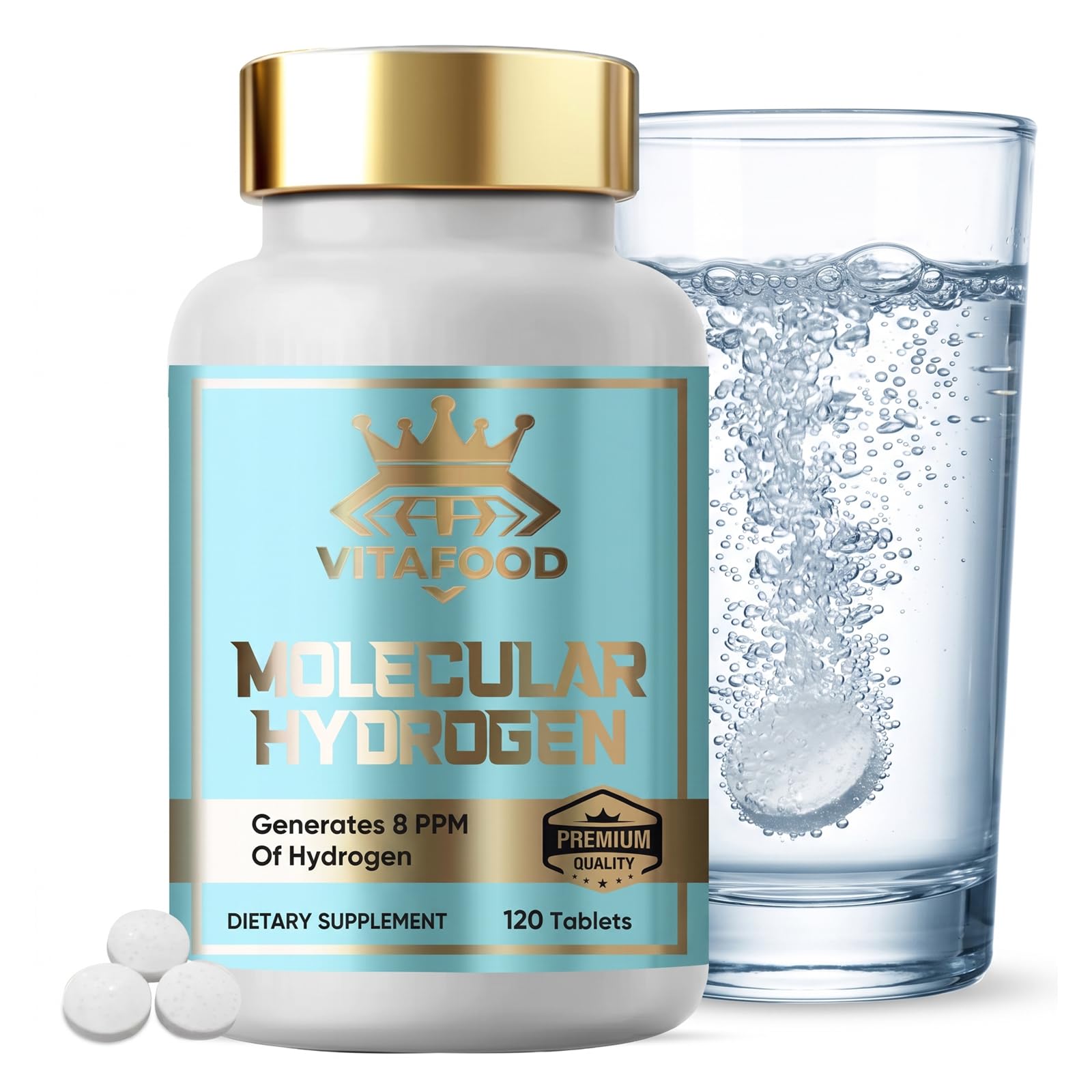 VITAFOOD Hydrogen Water Tablets with Magnesium, 120 Tablets