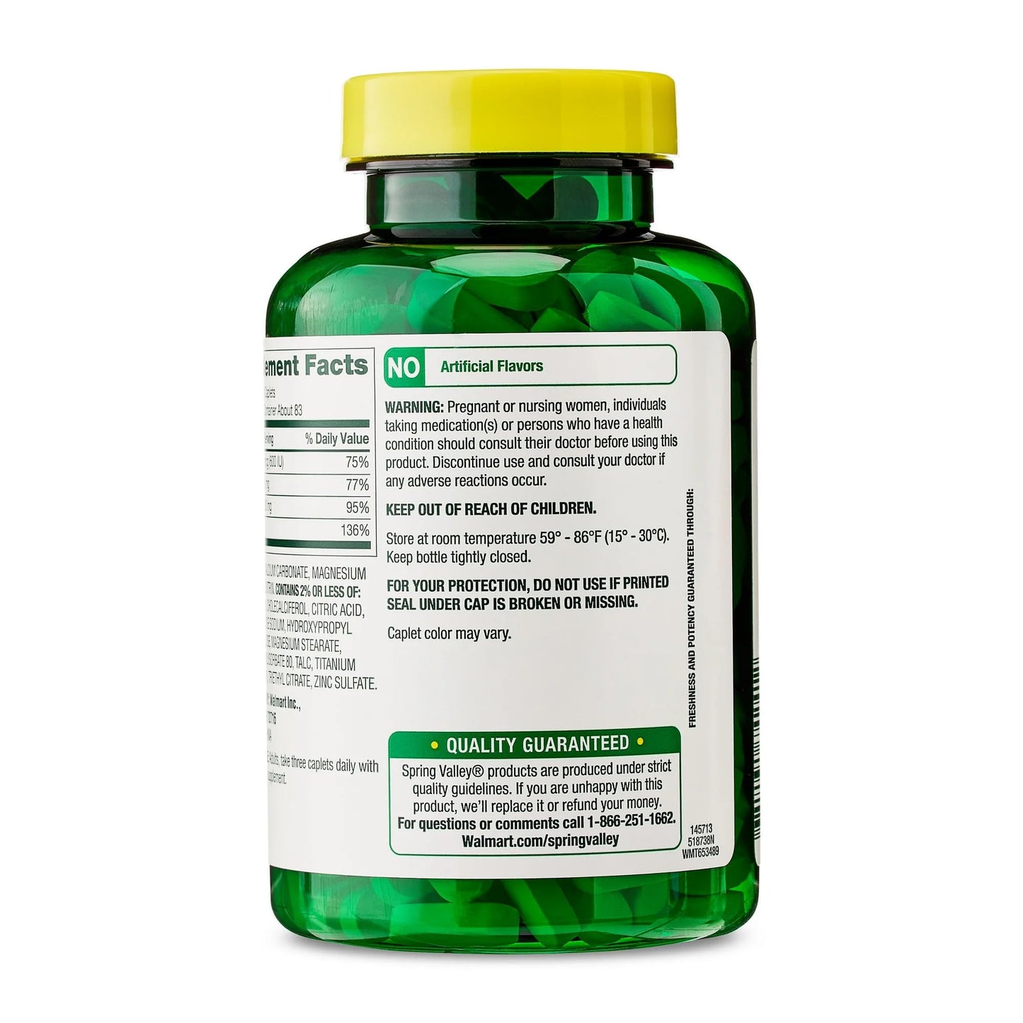 SUREFECT Calcium, Magnesium & Zinc Plus Vitamin D3 Coated Caplets, 250 Count