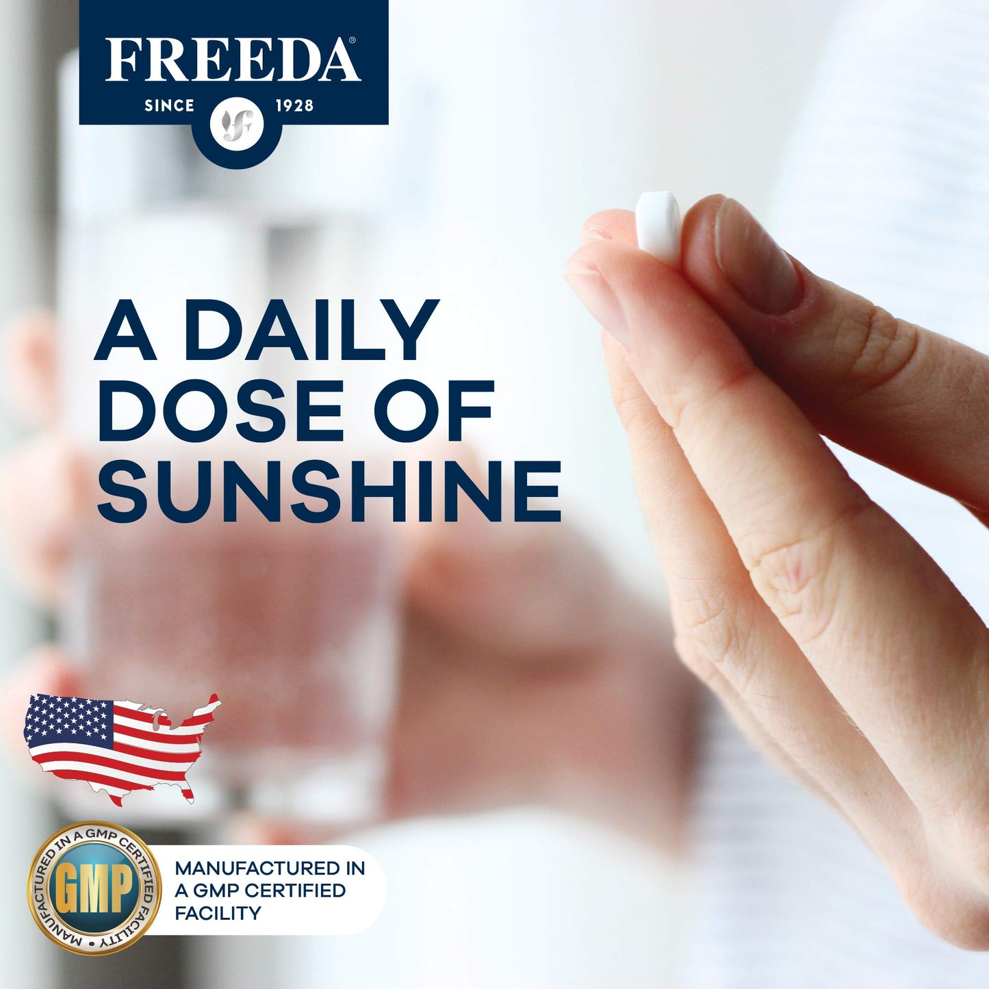 FREEDA Vitamin D3-2000 IU High-Potency Vitamin D for Bone Strength & Immune Support Tablets 100 Count