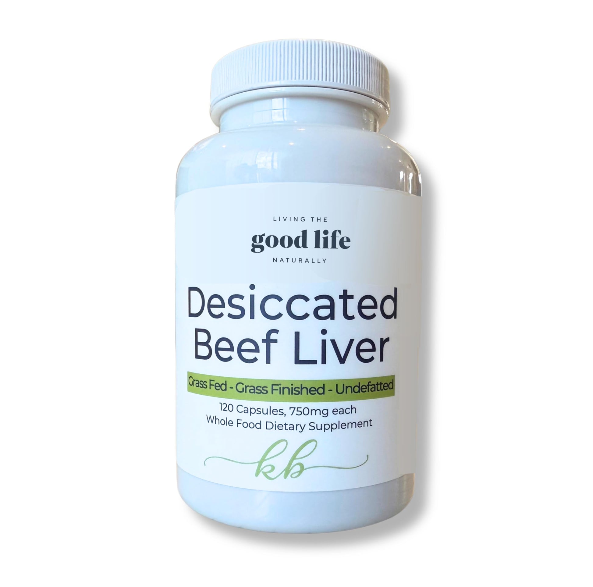 Living the Good Life Naturally Grass Fed Desiccated Beef Liver Capsules, 120 Count