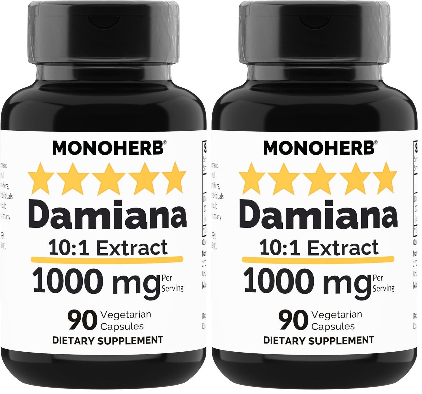 MONOHERB Damiana Extract 1000 mg Vegetarian Capsules 180 Count