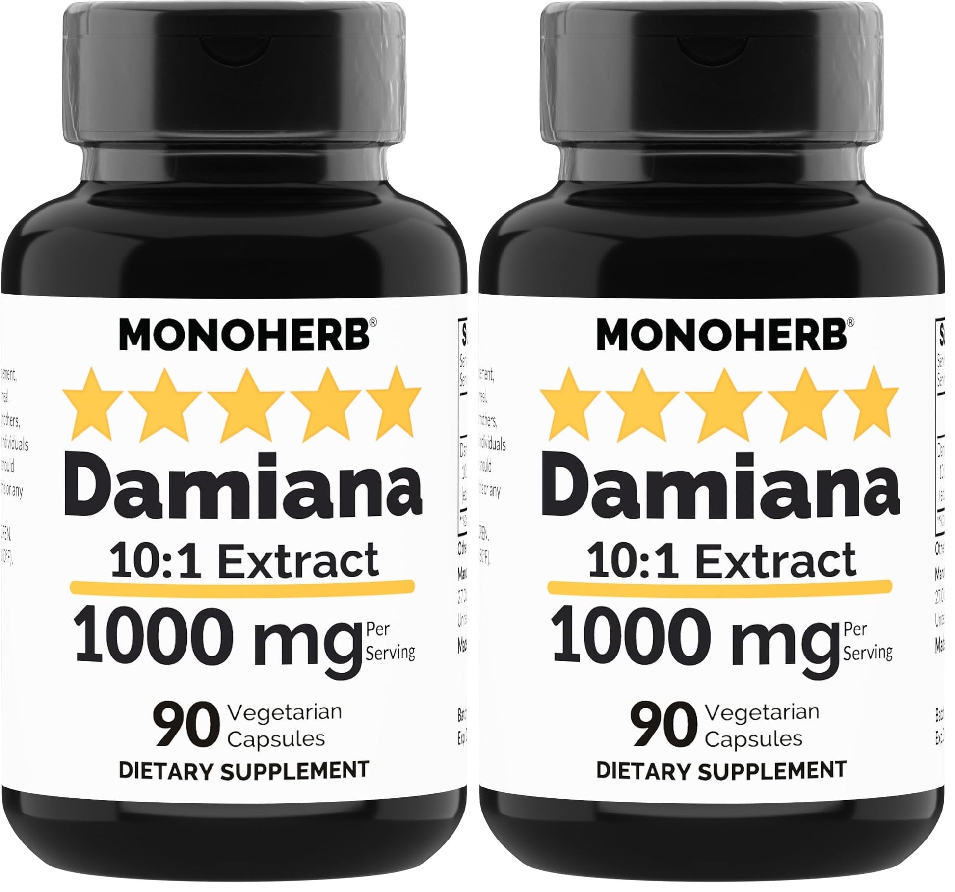 MONOHERB Damiana Extract 1000 mg Vegetarian Capsules 180 Count