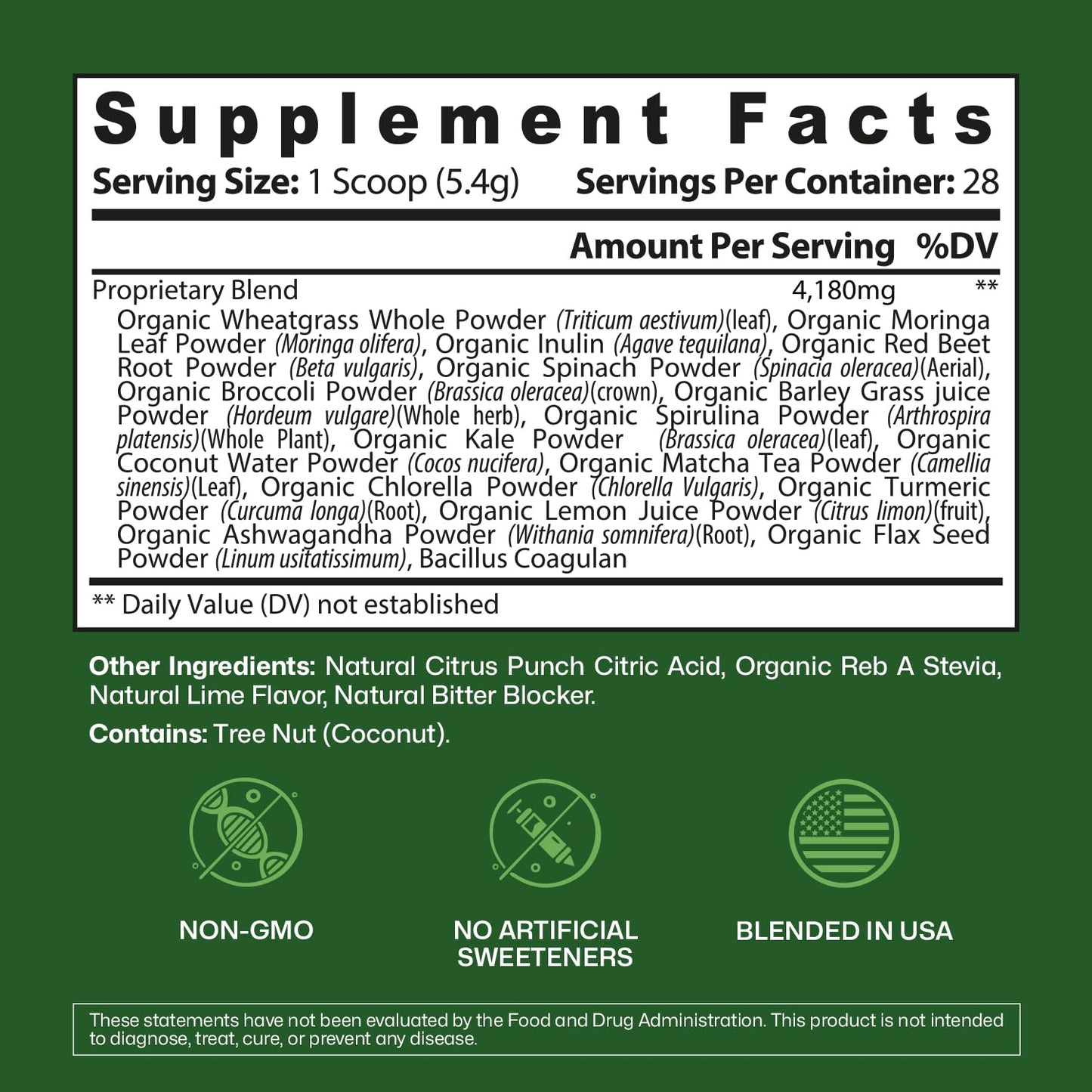 ColonBroom Superfood Greens Powder Supplement 5.3 Ounce