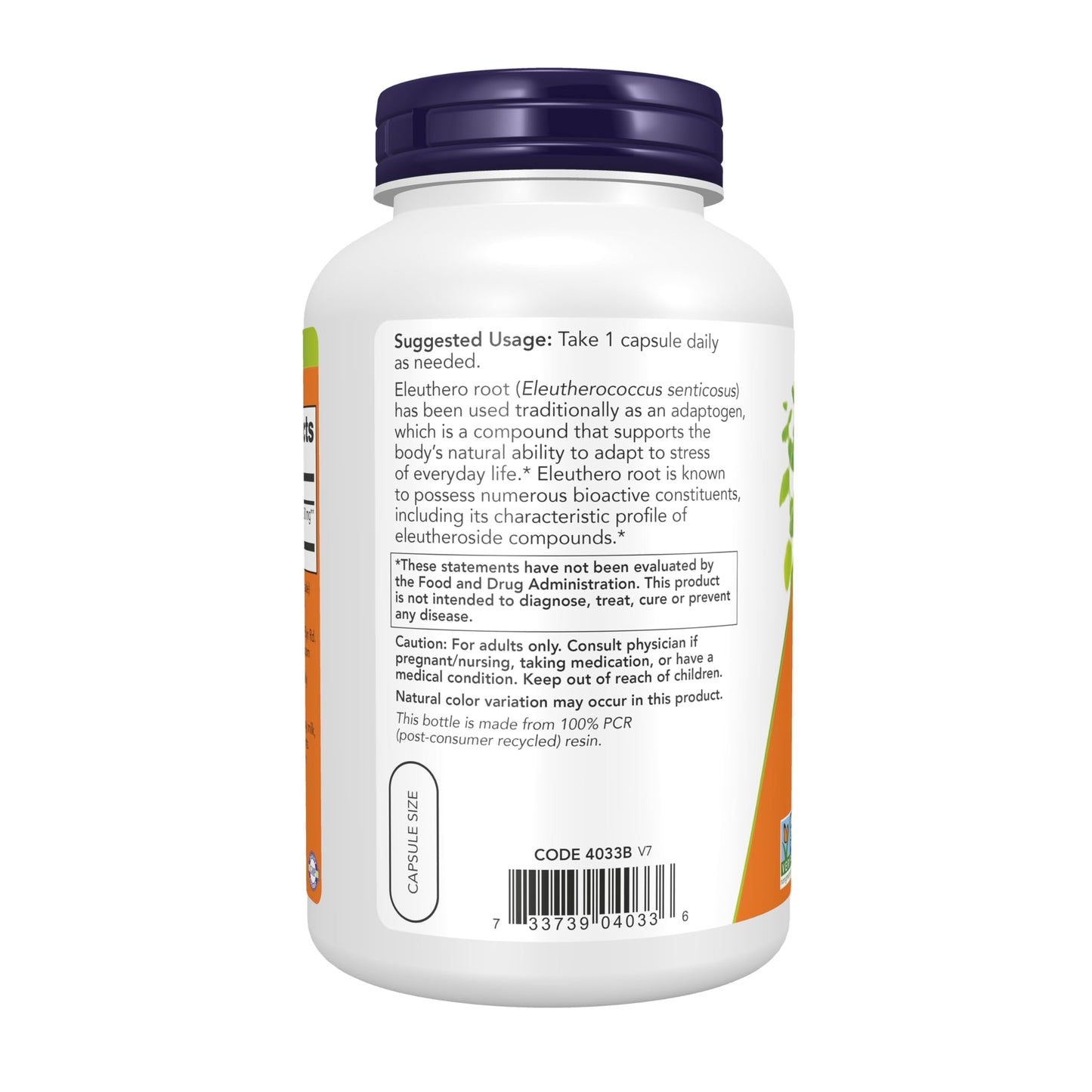NOW Foods Eleuthero (Eleutherococcus senticosus) 500 mg Veg Capsules, 250 Count