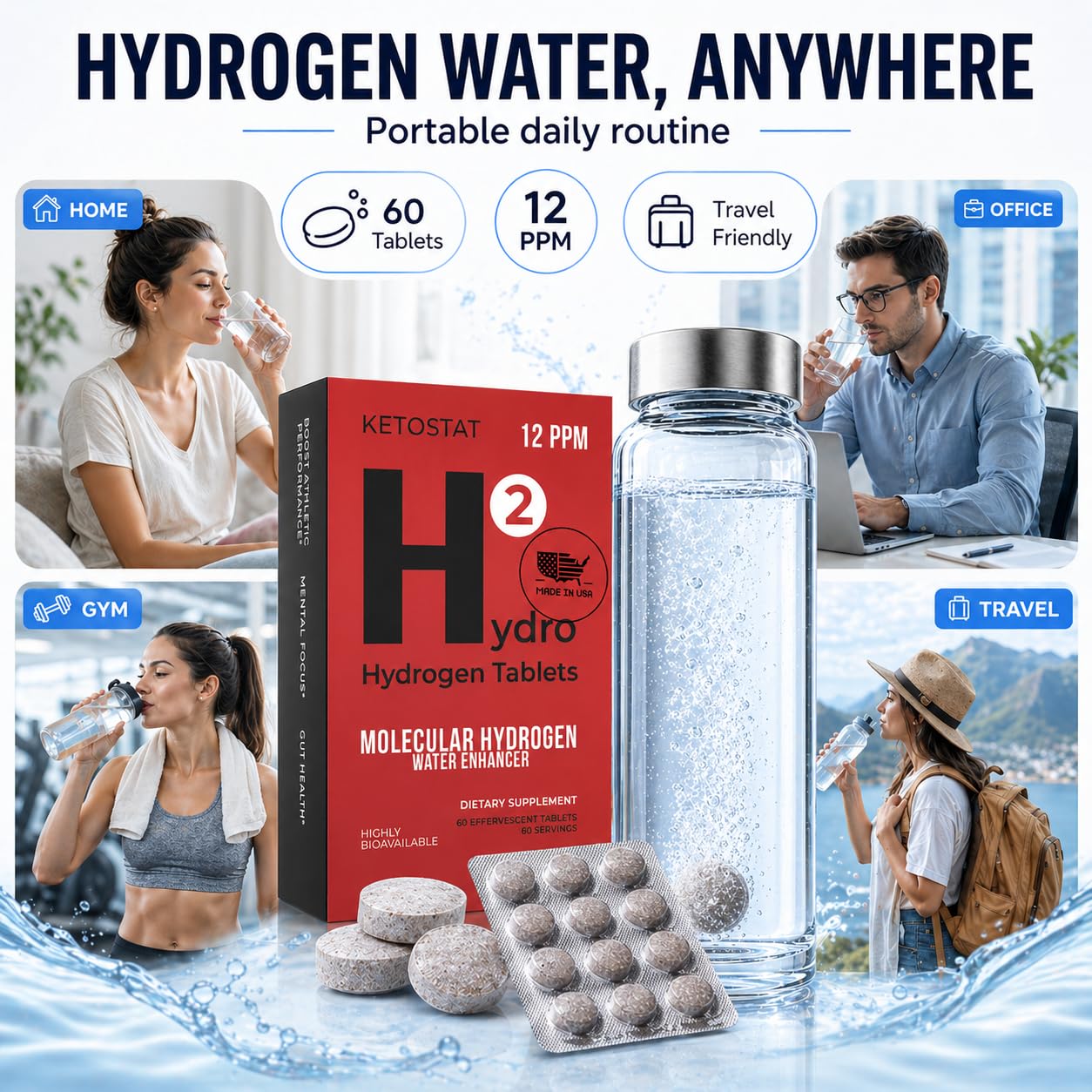 HYDRO HYDROGEN TABLETS Hydrogen Water Tablets Tablet, 60 Count