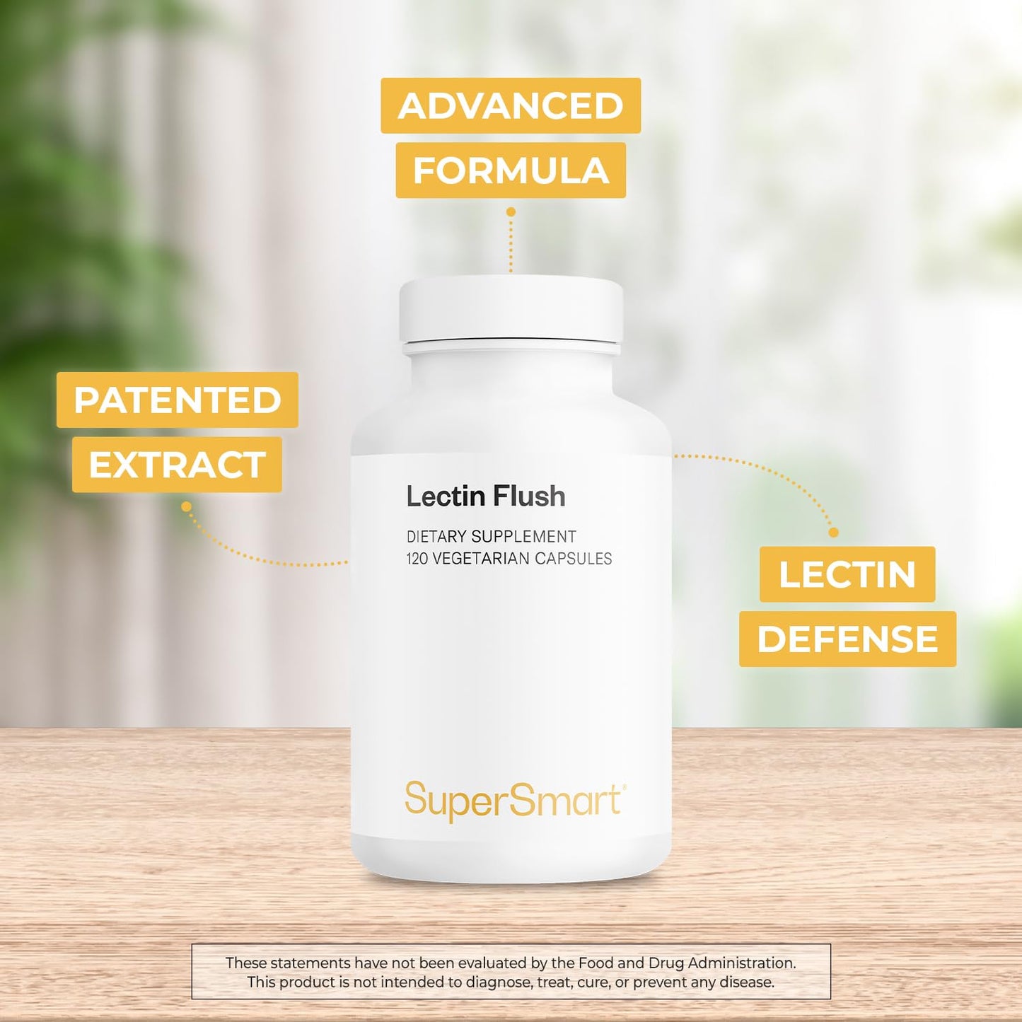 Supersmart Lectin Flush - Lectin Blocker Shield Supplement - Digestive Support & Detox - Intolerances & Food Allergies - Intestinal Health Capsules, 120 Count