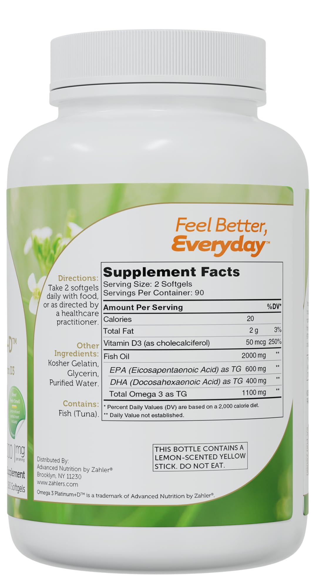 Zahler Omega 3 Platinum +D Softgels, 180 Count