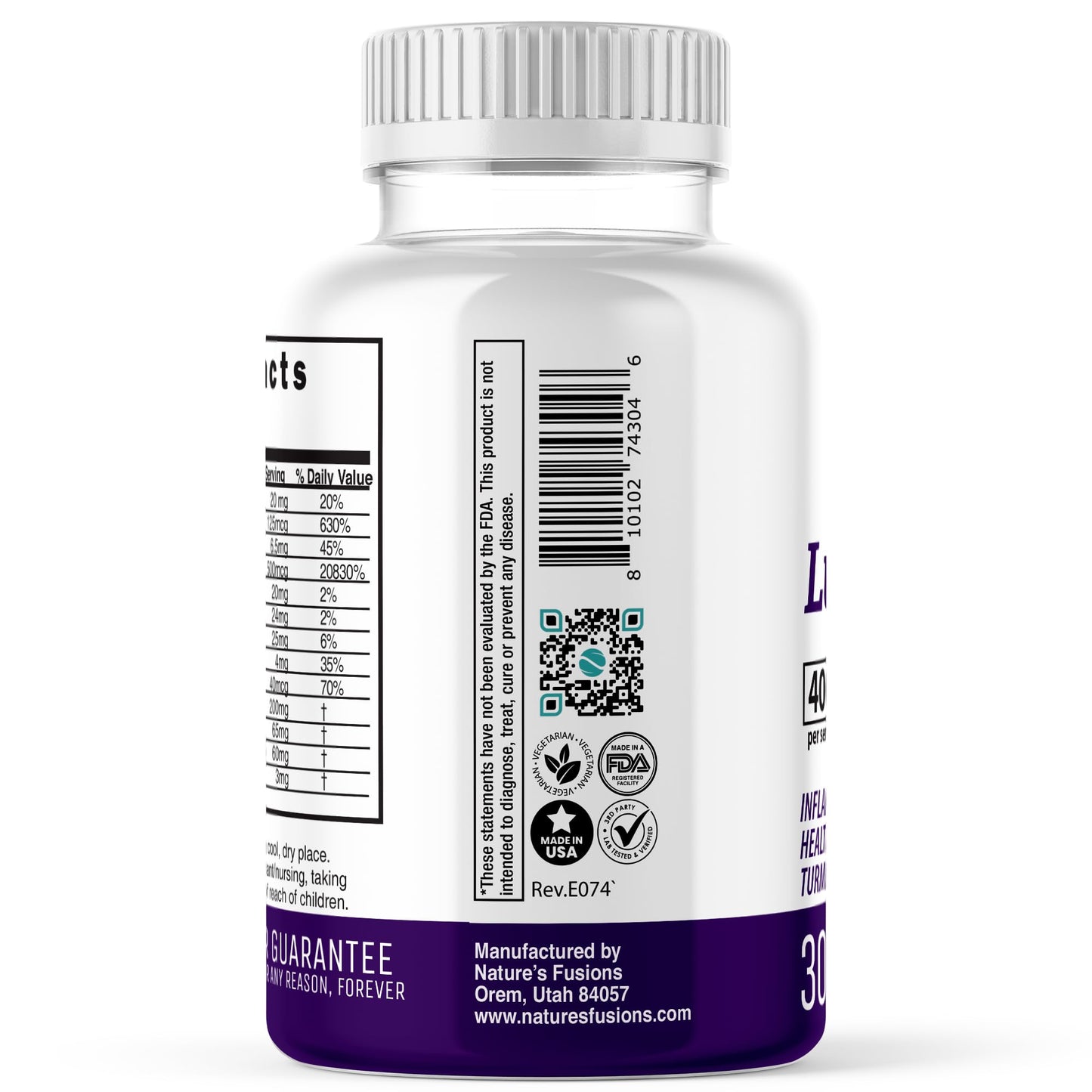 Nature's Fusions LupuEase Lupus Relief Multivitamin Lupus Supplements Vitamin C D3 E B12 Turmeric Curcumin Extract Std. 95% Curcuminoids Omega-3 Fatty Acids 400mg, 30 Capsules