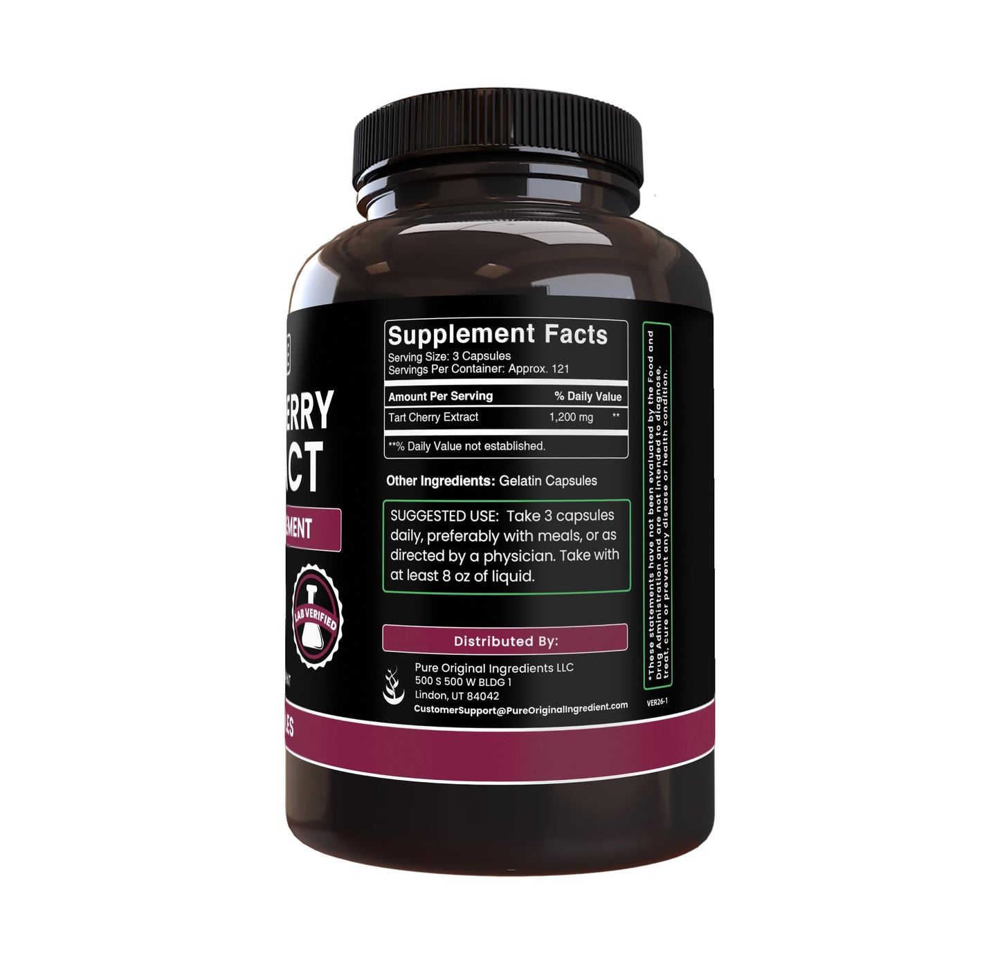 PURE ORIGINAL INGREDIENTS Tart Cherry Extract Capsules 365 Count