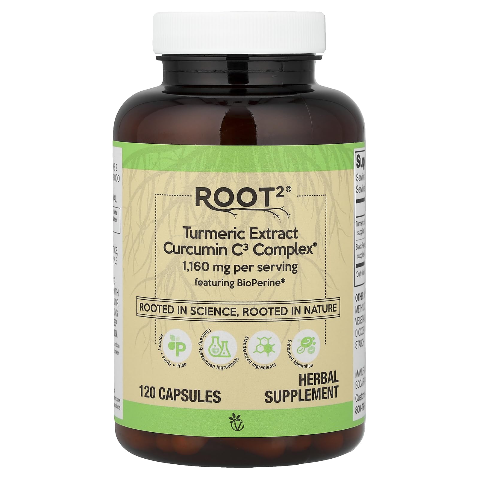 Vitacost Root2 Turmeric Extract Curcumin C3 Complex Capsules 120