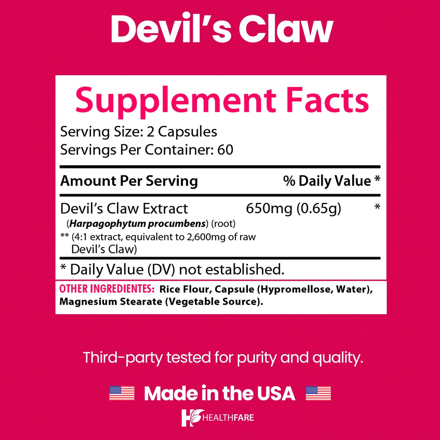 Healthfare Devils Claw Root Capsules 120