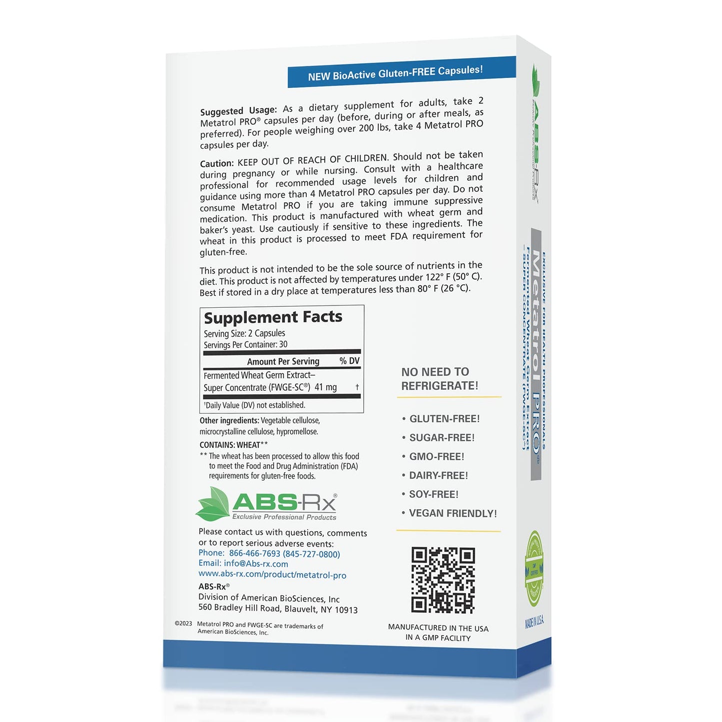 American BioSciences Metatrol PRO Fermented Wheat Germ Extract Gluten Free Immune Support Capsule 60 Count