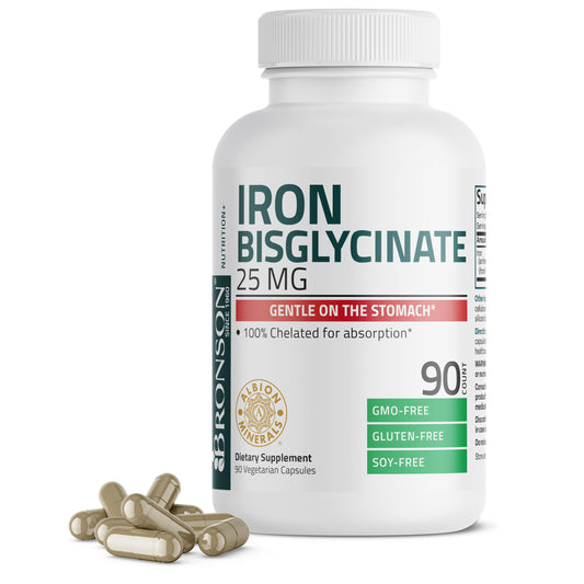 Bronson Iron Bisglycinate 25 mg, 90 Vegetarian Capsules