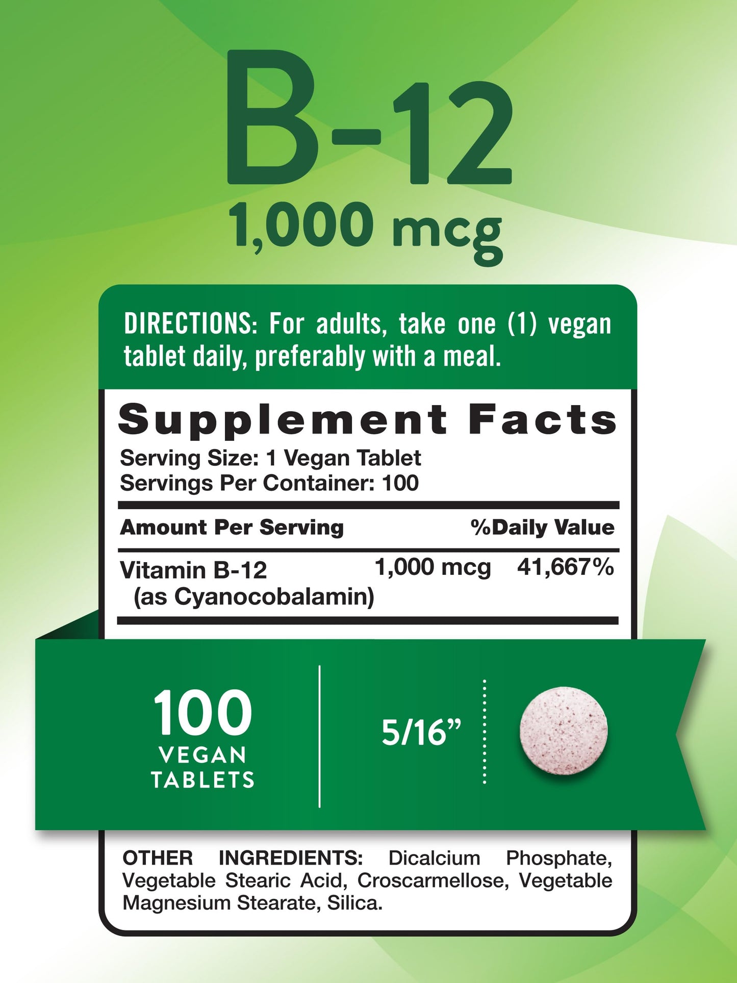 Nature's Truth Vitamin B12 1000 mcg Tablets 100 Count