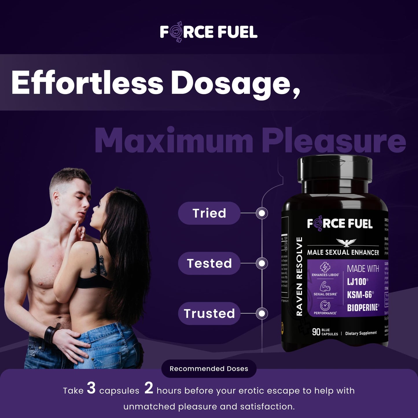FORCE FUEL Raven Resolve Sex Pills for Men Capsule 90 Count