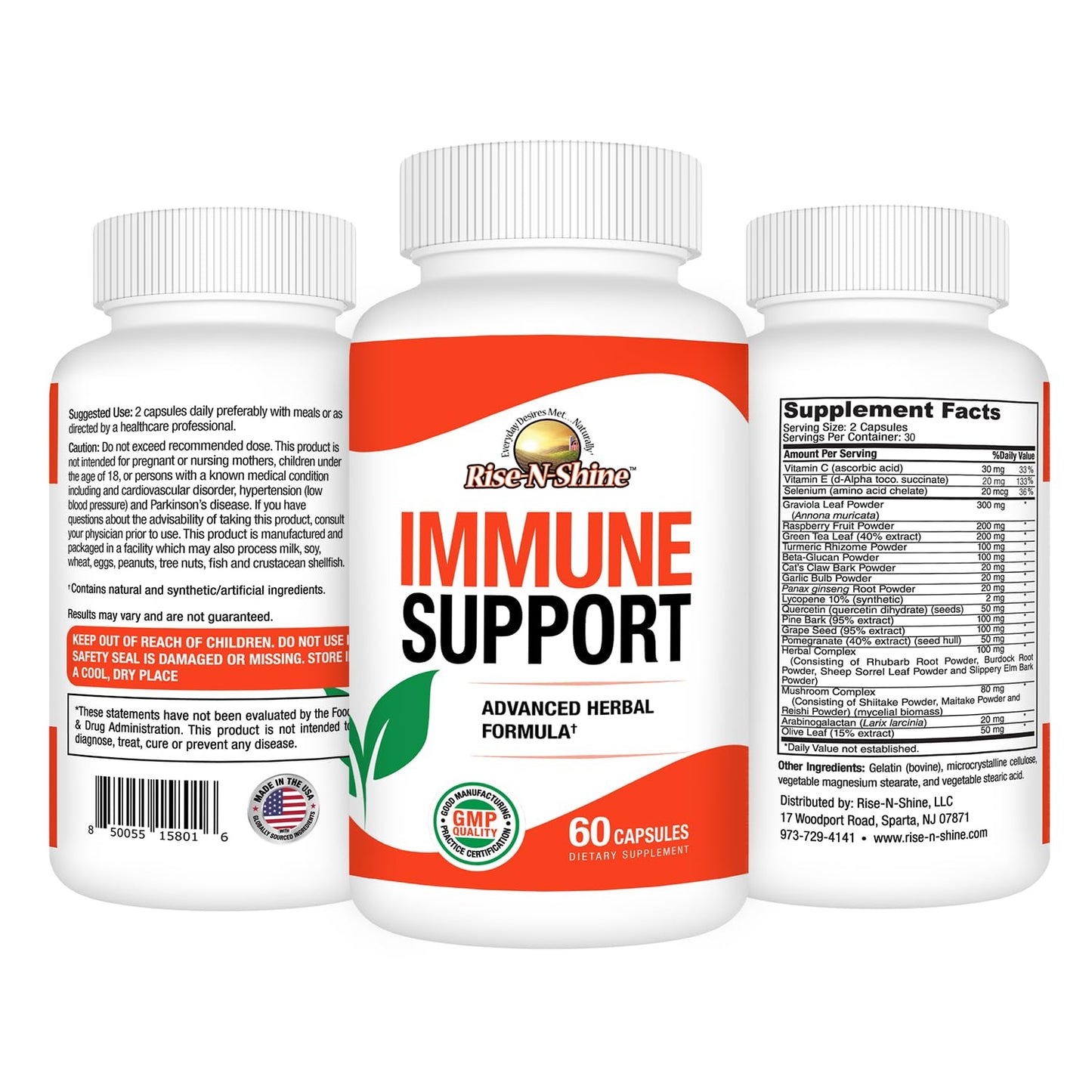 Rise-N-Shine Immune Support Supplement 60 Capsules
