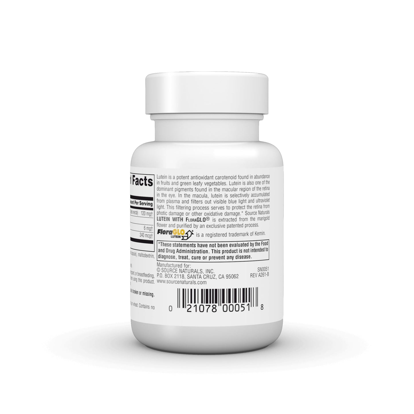 Source Naturals Lutein with FloraGLO Antioxidant Carotenoid -6 mg Capsules, 45 Count
