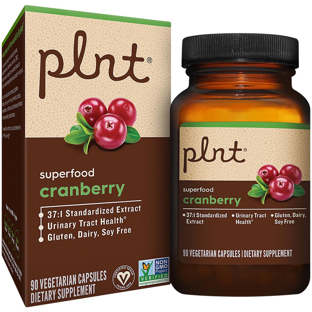 plnt Cranberry Urinary Tract Health 37:1 Standardized Extract Capsules, 90 Count