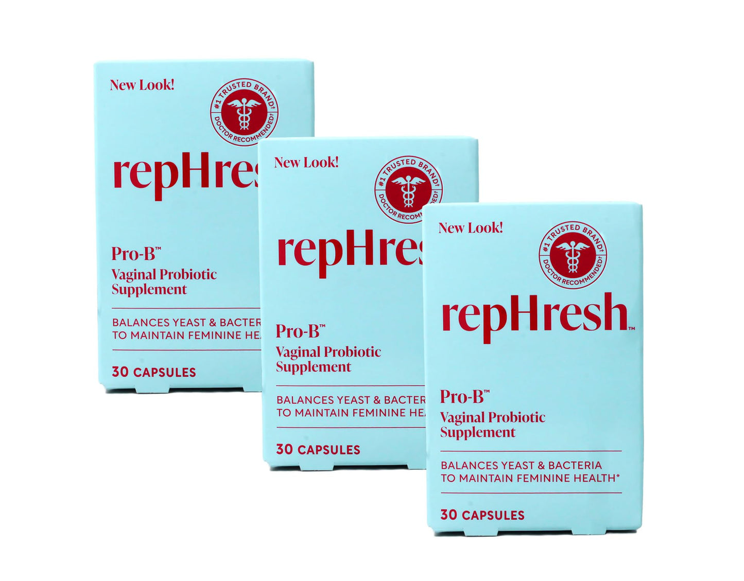 RepHresh Pro-B Probiotic Feminine Supplement Capsules, 3 Count