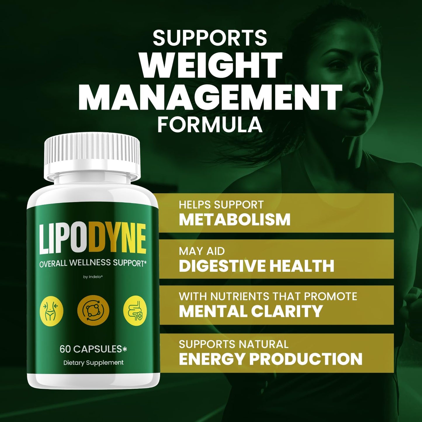 Indelo Lipodyne Advanced Capsule Formula Supplement Pills for Daily Health & Wellness Support, 180 Capsules