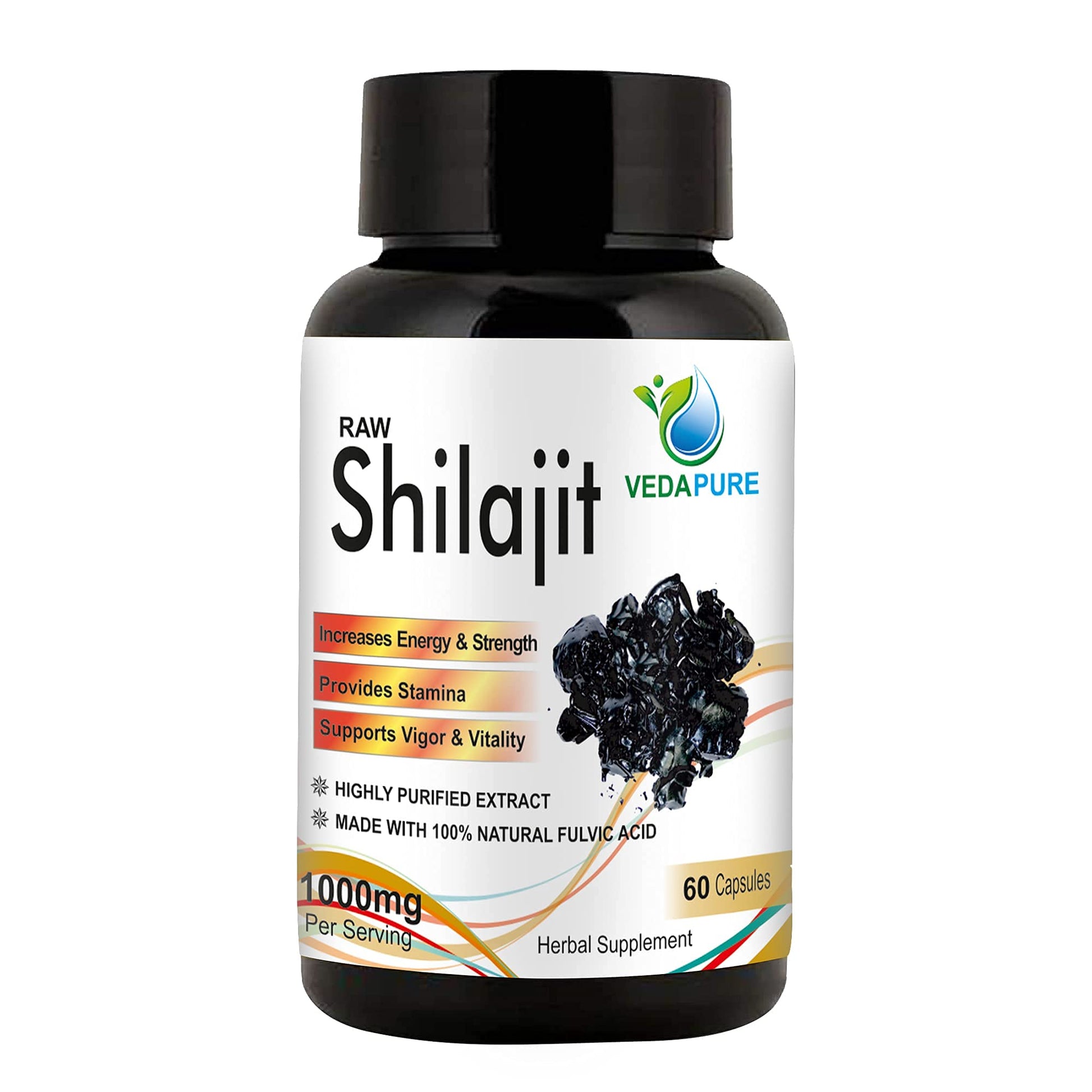 NWIL Vedapure Naturals Raw Shilajit/Shilajeet for Men & Women 1000mg, 60 Capsules