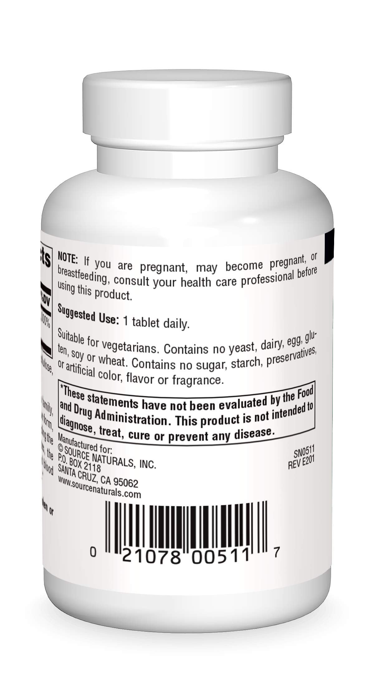 Source Naturals Pantothenic Acid 250 mg Vitamin B-5 Dietary Supplement Tablets, 100 Count