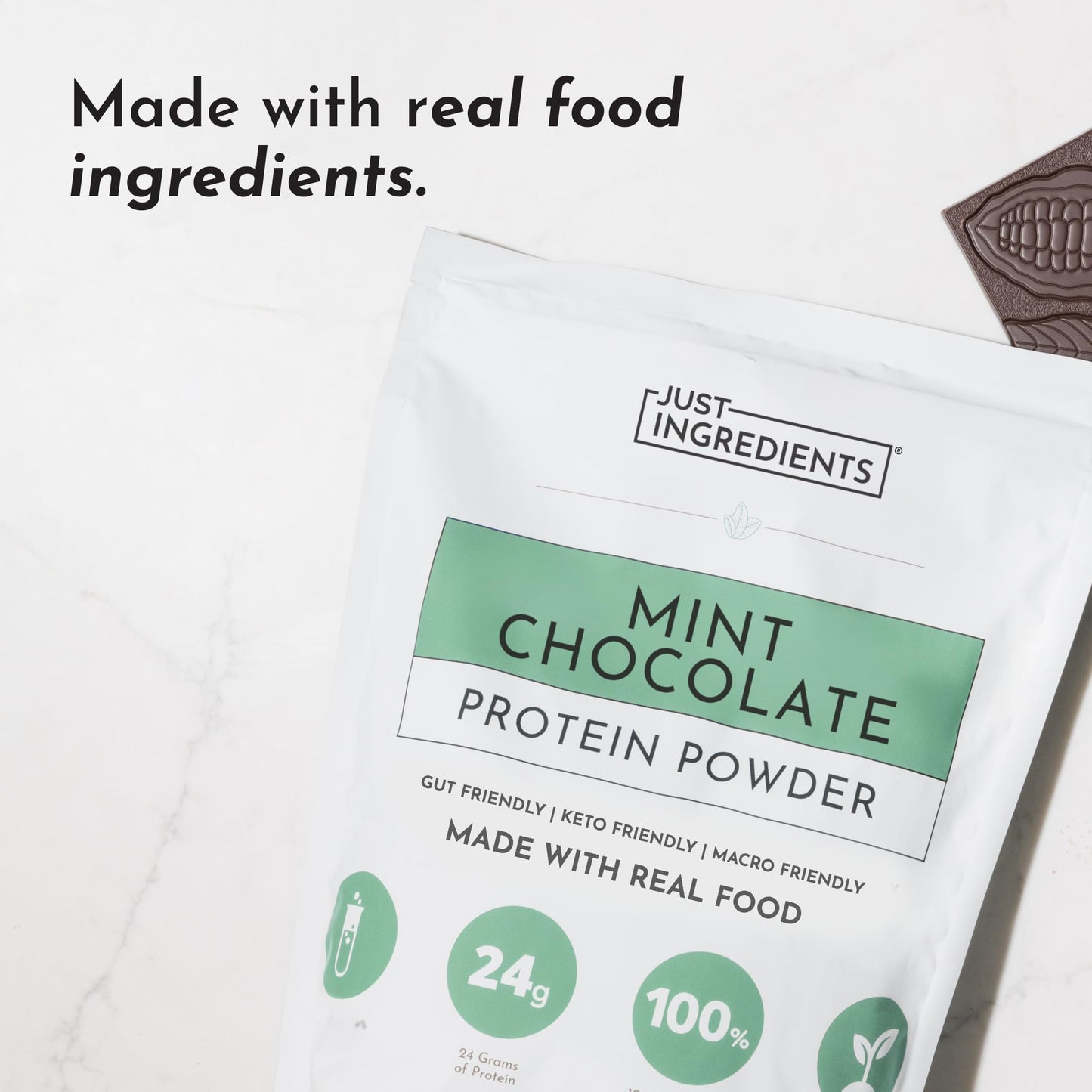 JUST INGREDIENTS Mint Chocolate Protein Powder Blend Bag 23 Count