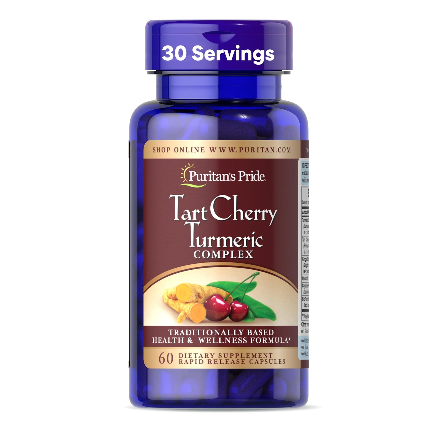 Puritan's Pride Tart Cherry Turmeric Complex Capsules, 60 Count