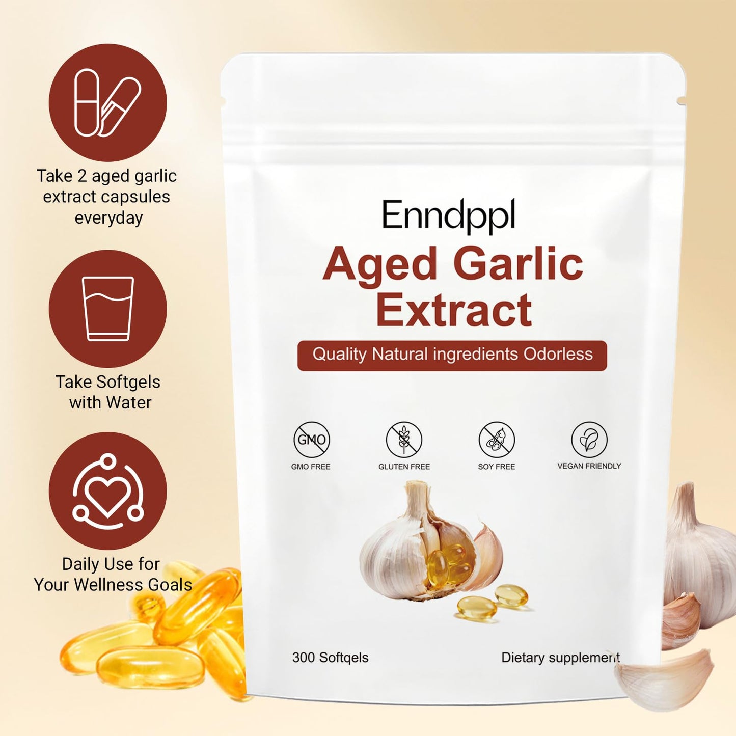 Enndppl Aged Garlic Extract Capsules 600 Count