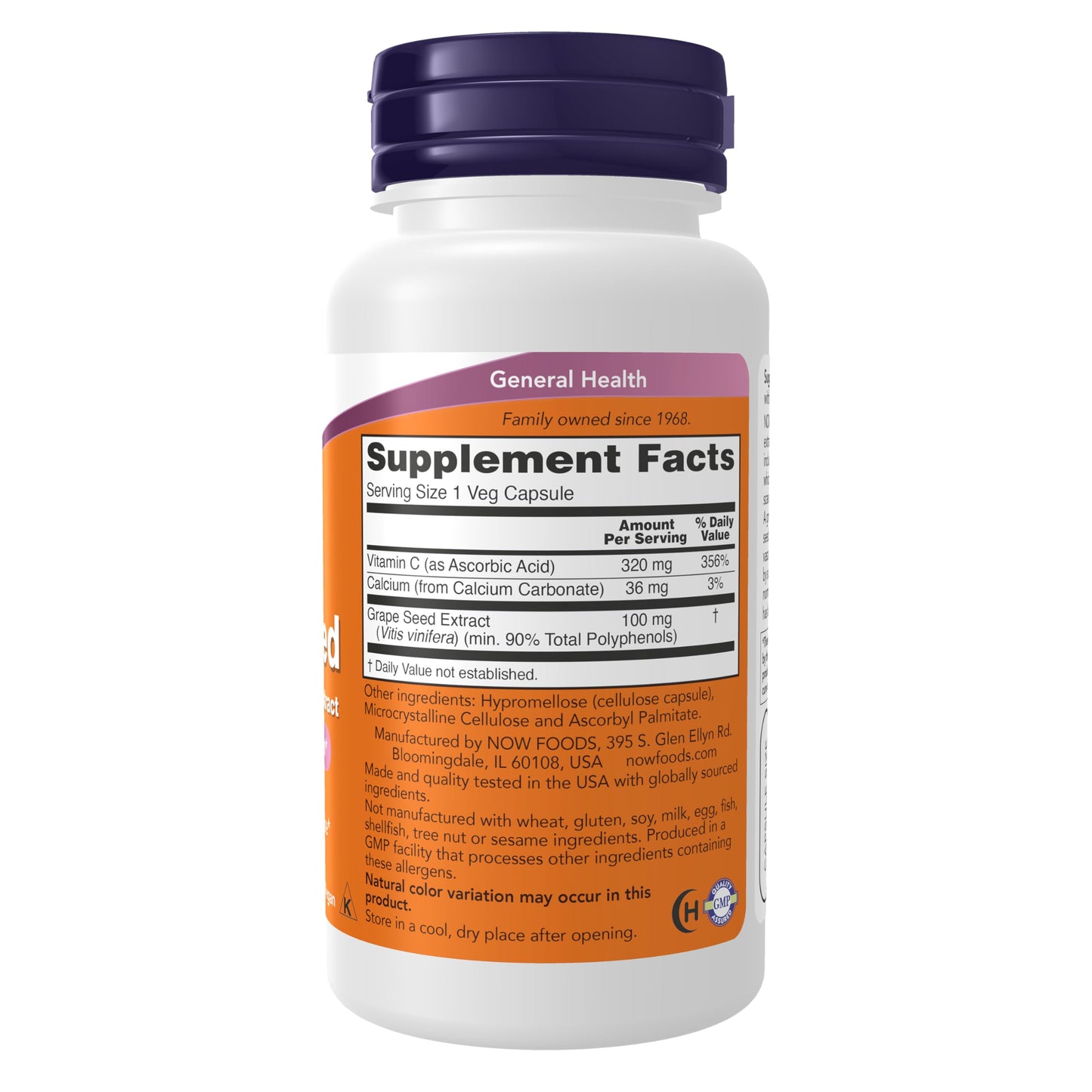 NOW Foods Grape Seed Extract 100 mg Standardized Extract with Vitamin C, 100 Capsules