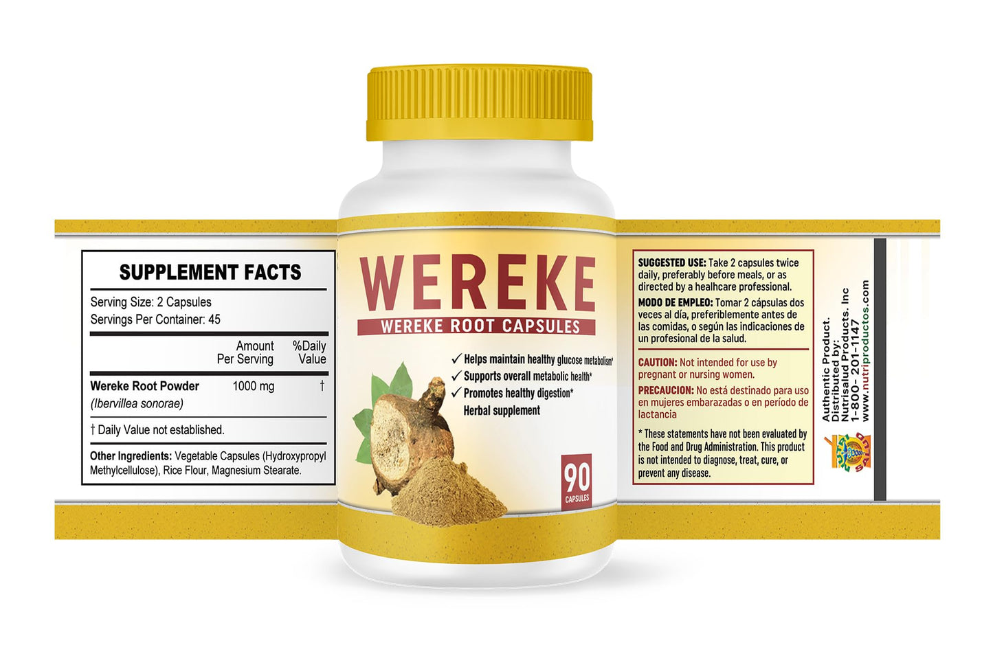 Nutrisalud Products Wereke Root Capsules, 180 Capsules