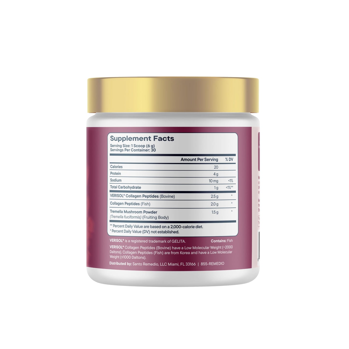 Santo Remedio K-Bella Collagen Complex Dietary Supplement - 30 Servings Powder 6.3 Ounce
