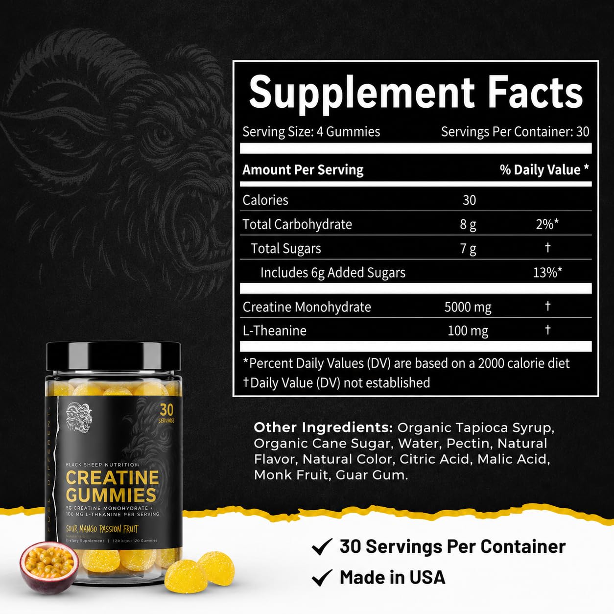 BLACK SHEEP NUTRITION Creatine Gummies 120 Count