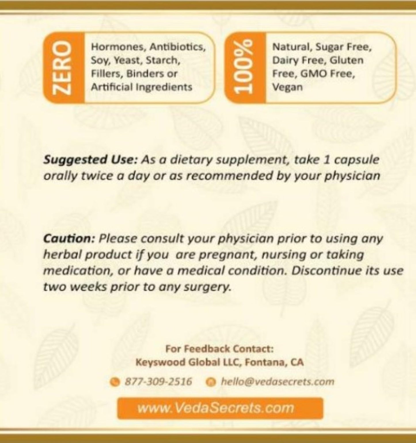 VedaSecrets Moringa Capsules 60 Count