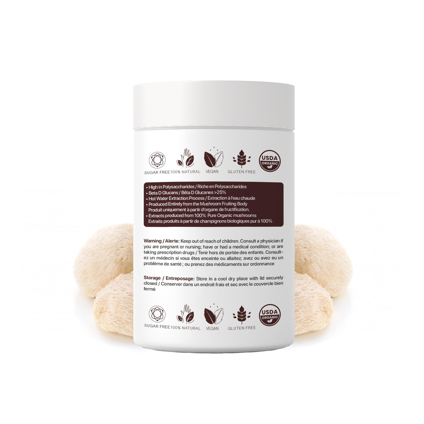 Pacific Rim Mushrooms Organic Lions Mane Mushroom Extract Powder 10:1 – Fruiting Body Mushroom Supplement Powder, 0.28 oz