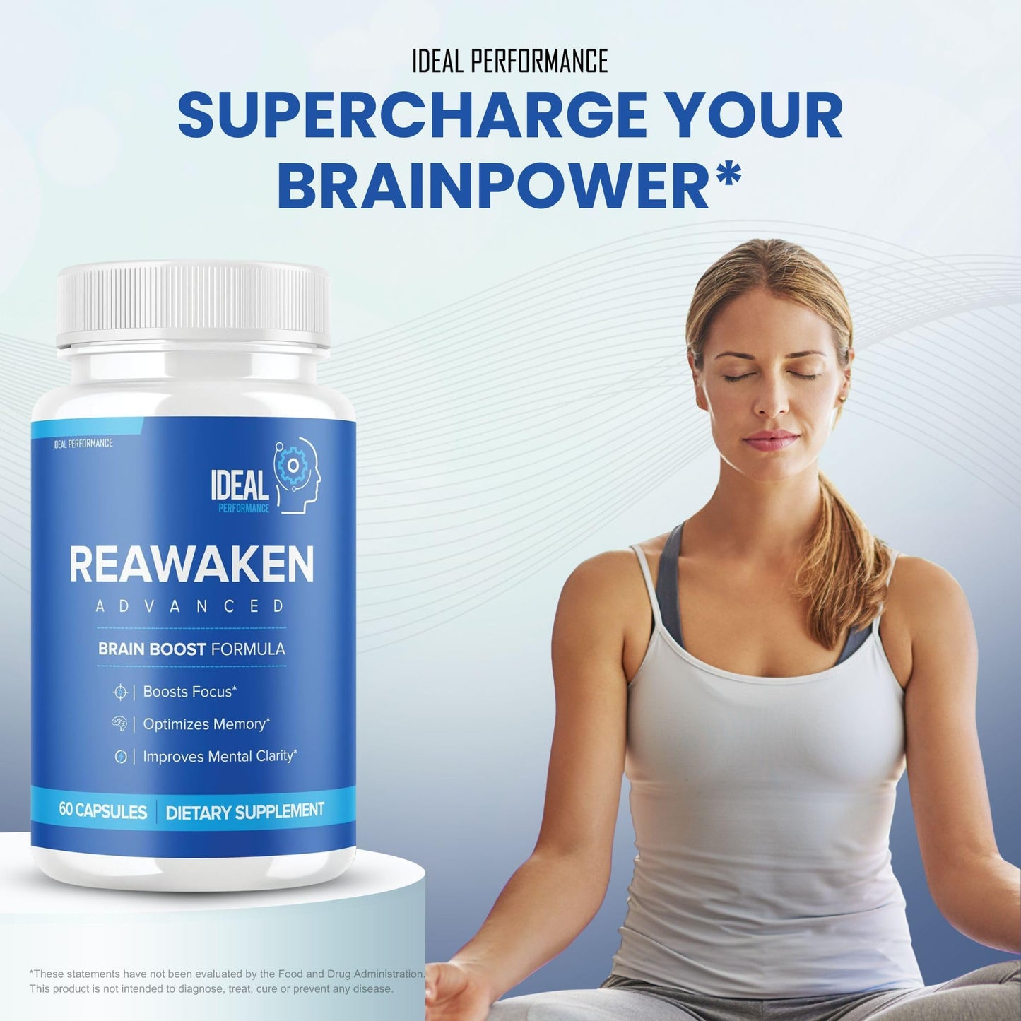 IDEAL PERFORMANCE Reawaken Brain Boost Supplement for Memory Advanced Formula Capsule, 300 Capsules