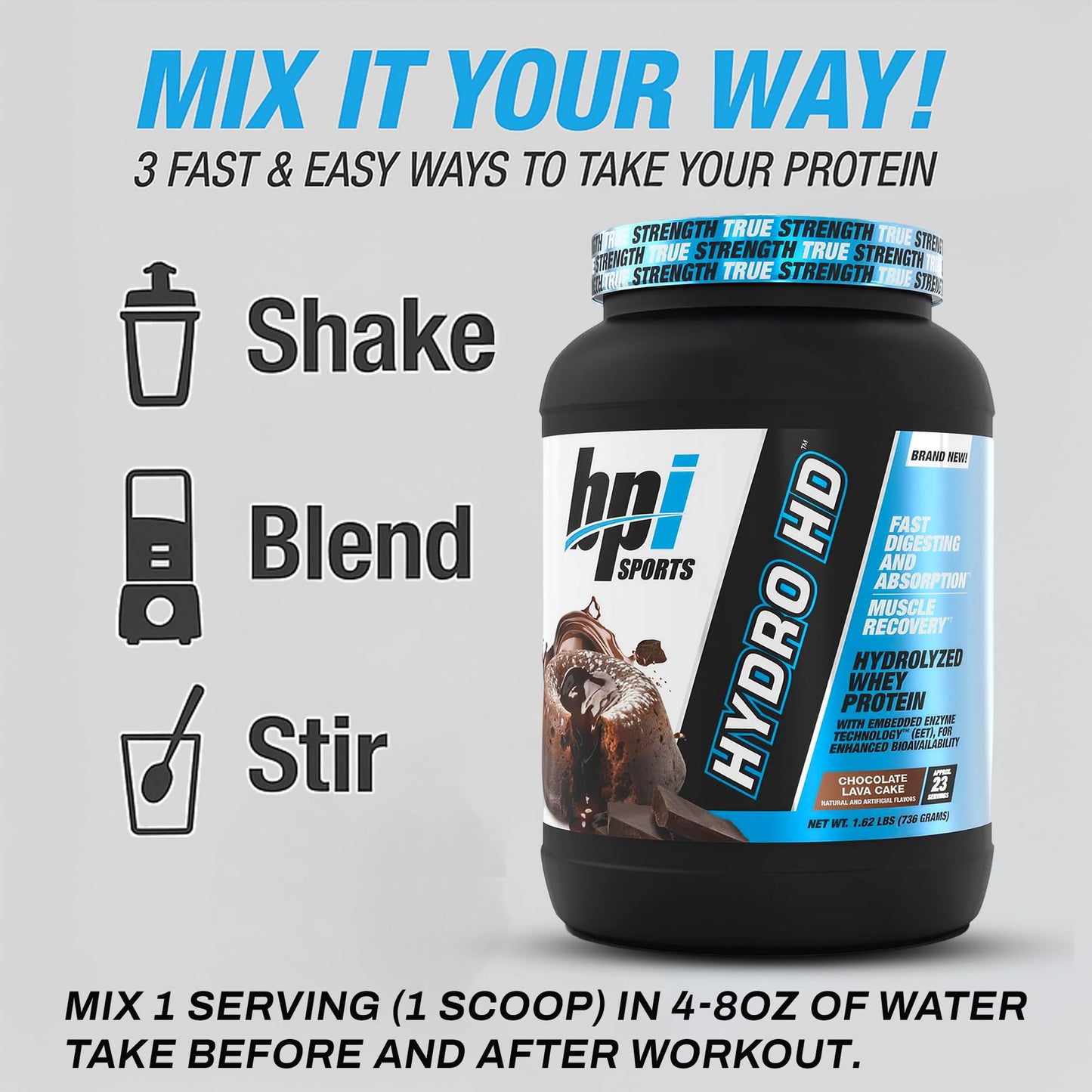 BPI Sports Hydro HD 100% Hydrolyzed Whey Protein Powder 31 Servings