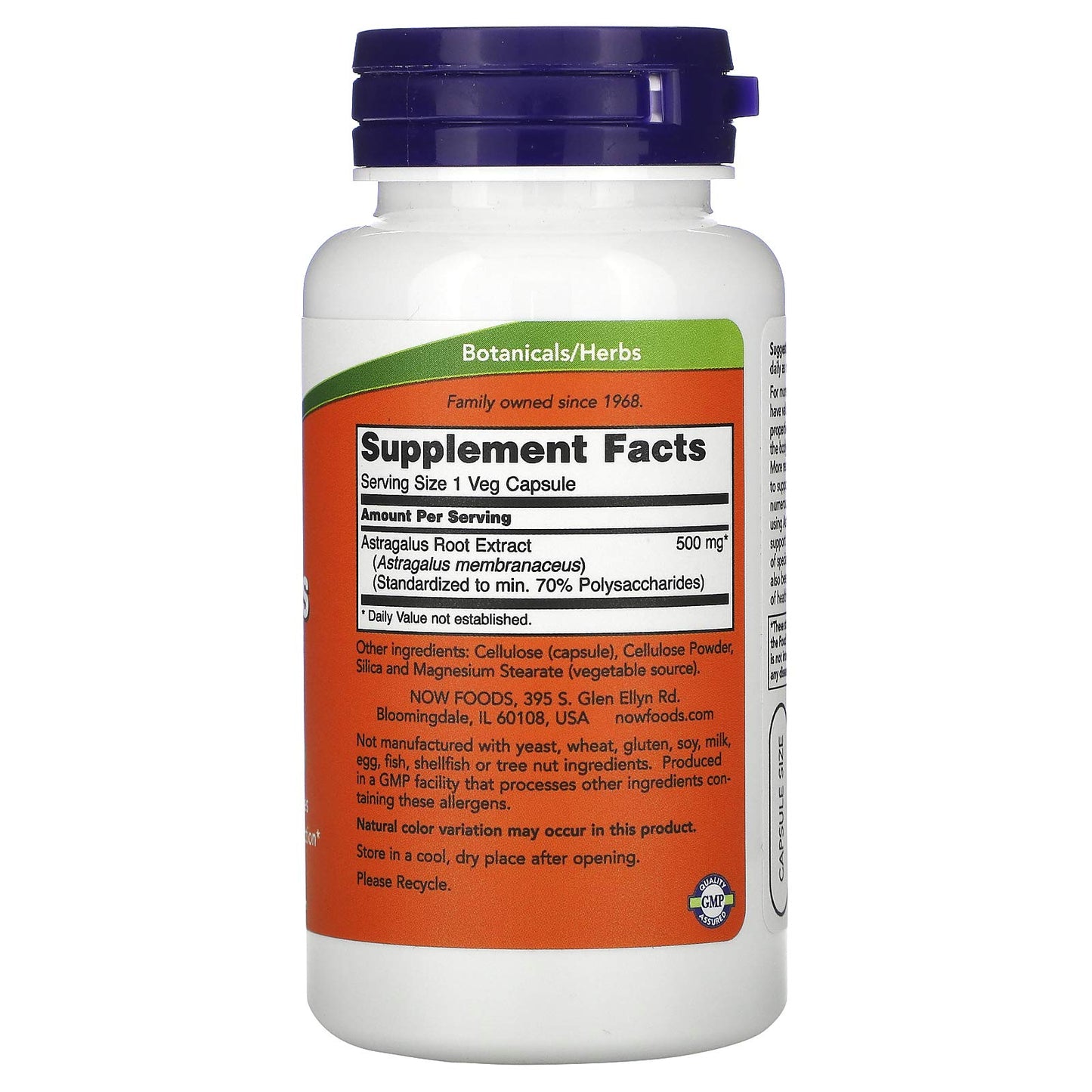 NOW Foods Astragalus 70% Extract 500 mg Veg-Capsules, 180 Count