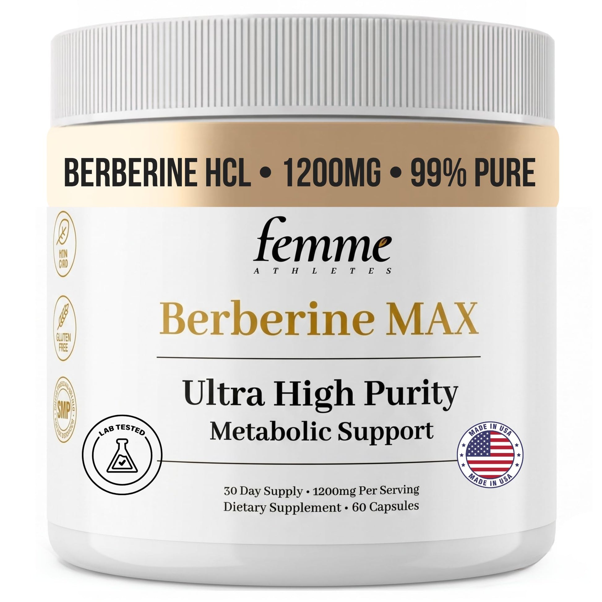 Femme Athletes Berberine Max+ 1200mg Capsules, 60 Count