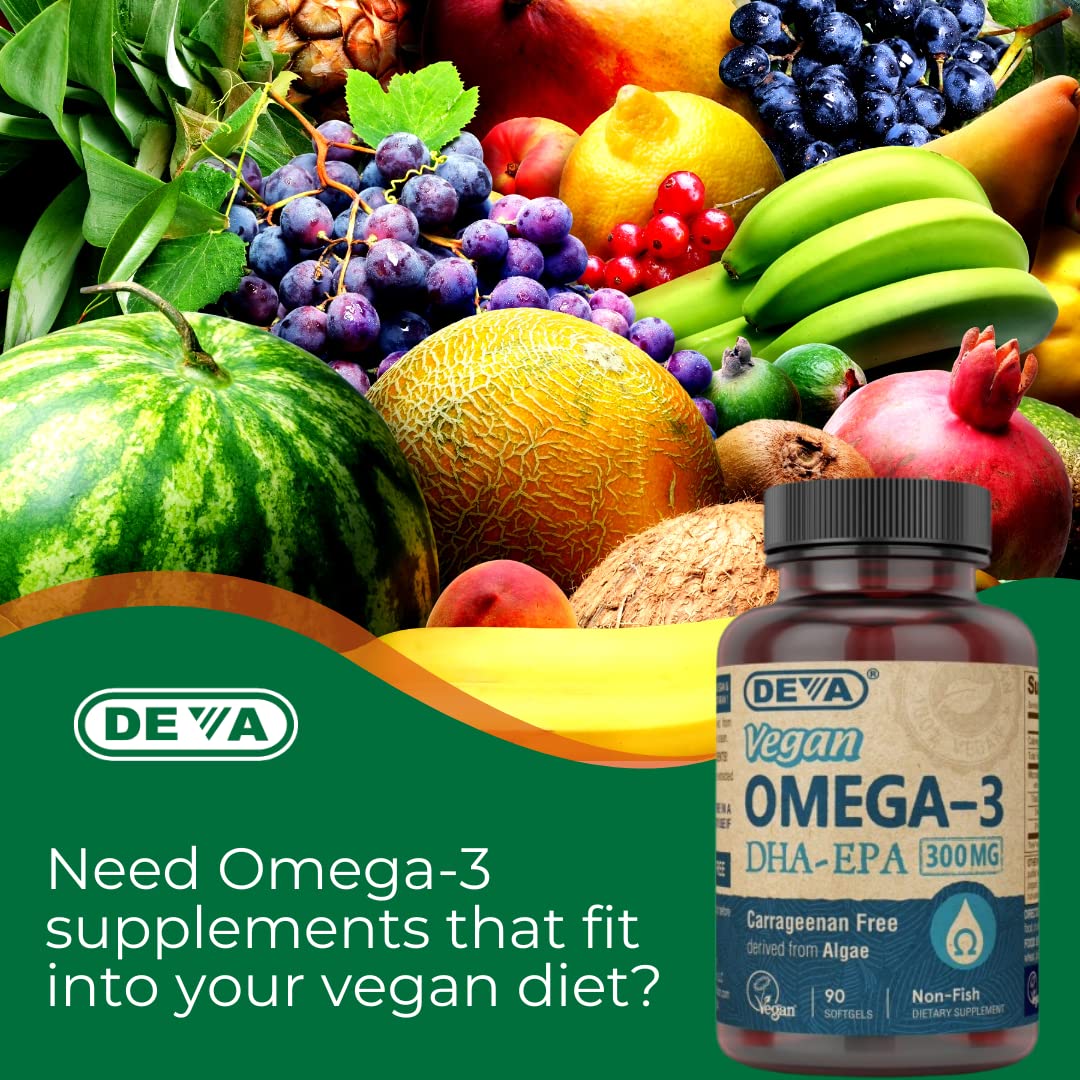 DEVA Vegan Omega-3 DHA Supplement Softgels 90 Count
