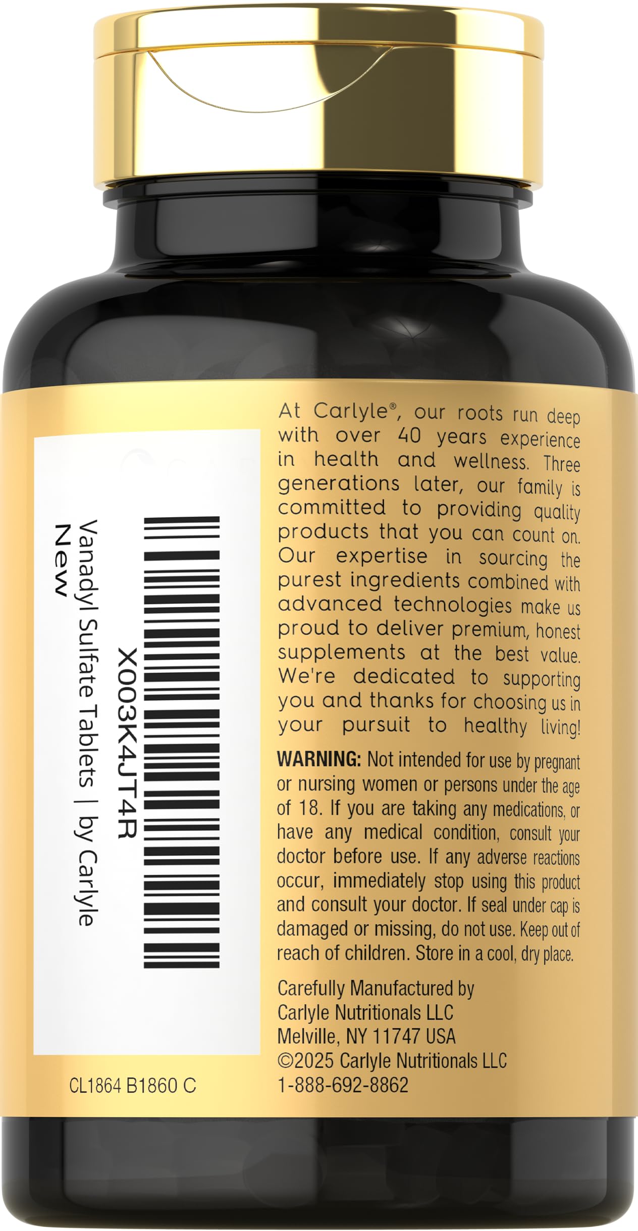 Carlyle Vanadyl Sulfate 10mg Tablets, 180 Count
