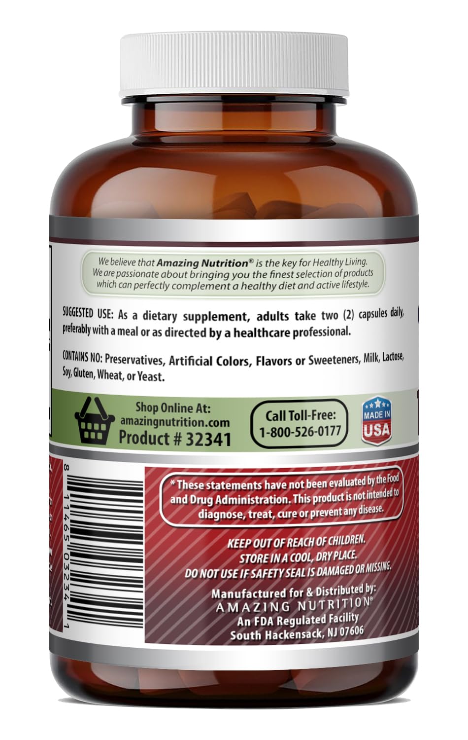 Amazing Nutrition Tart Cherry Supplement Capsules 250 Count