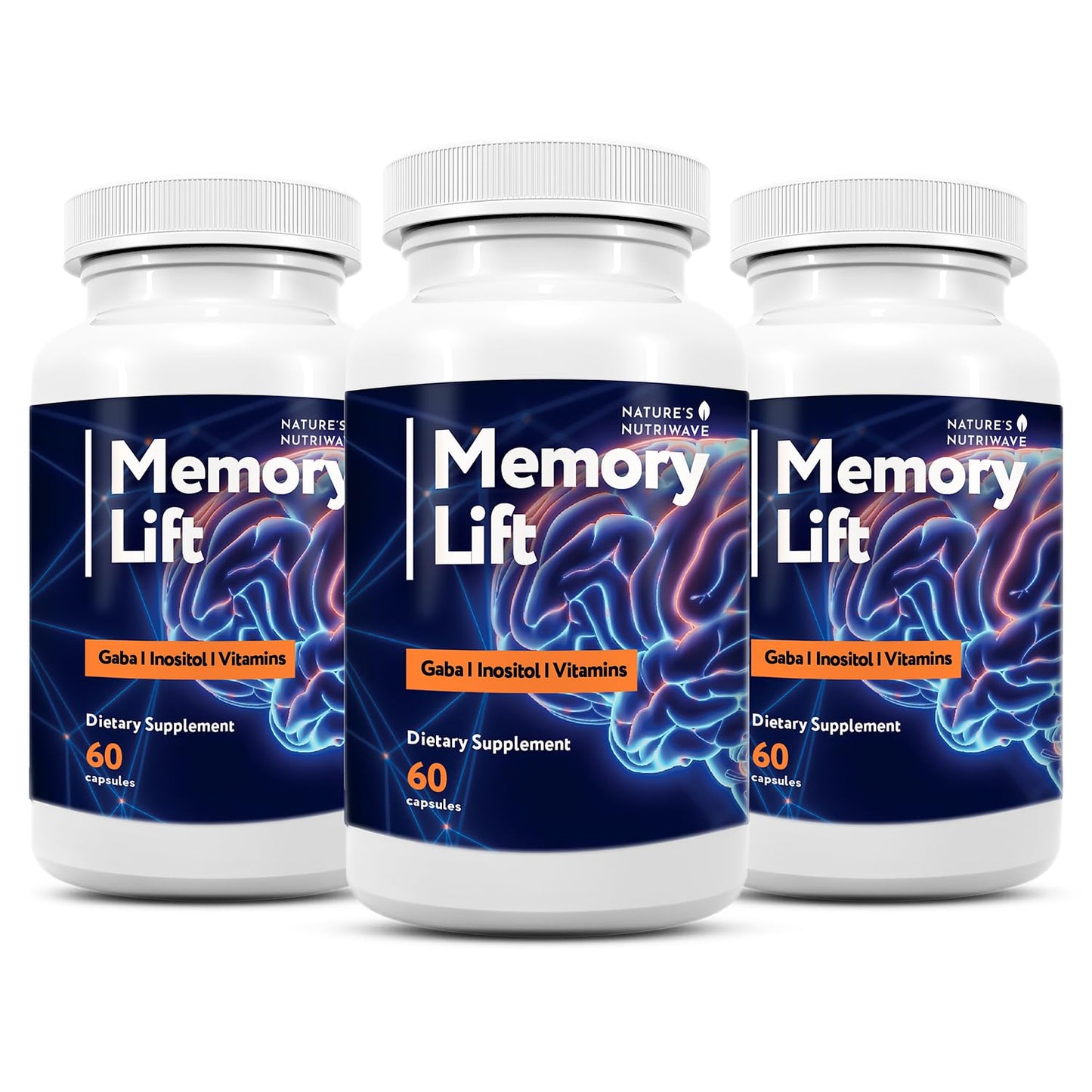 Nature’s NutriWave Memory Lift – Vitamins A, C, D, E & B-Complex 180 Capsules