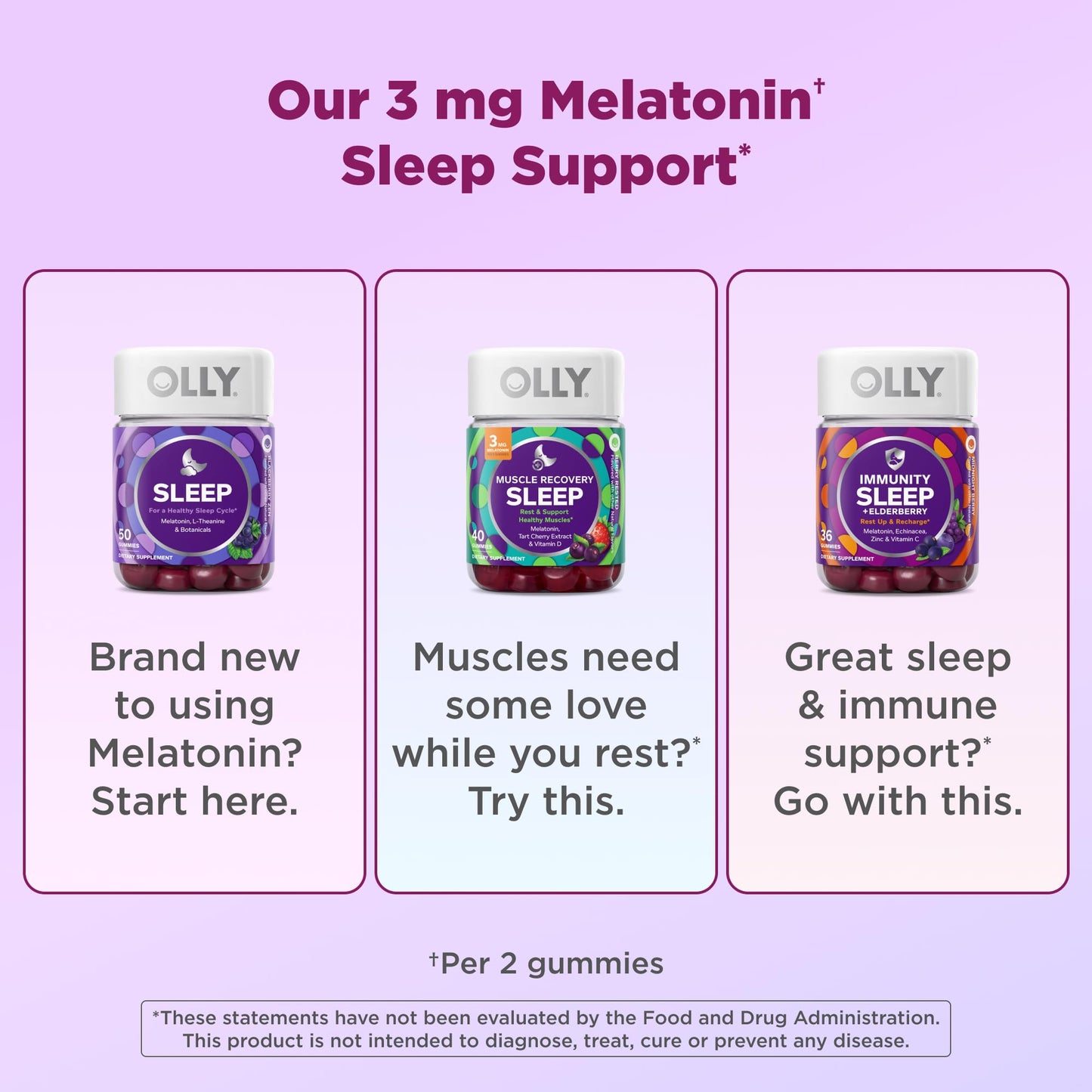 OLLY Sleep Immunity Melatonin Gummy with Vitamin C, Zinc, Echinacea, 3mg Melatonin, Immune and Sleep Support, Berry, 36 Gummies